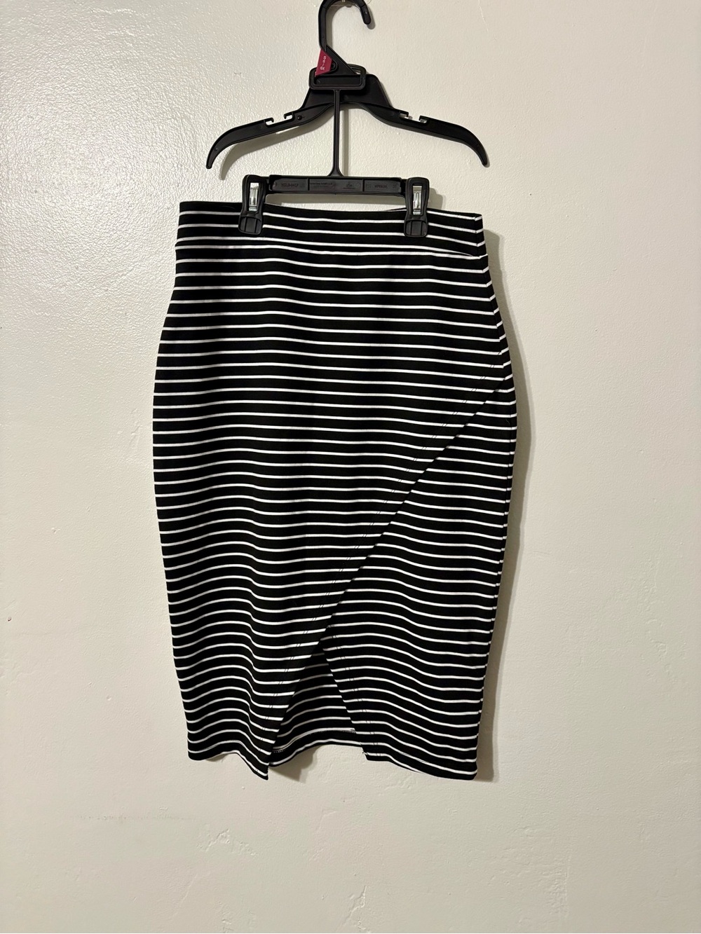 Popular Basics Black and White Striped Pencil Skirt
